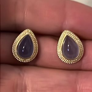 Vintage 14k gold purple jade EA Hong Kong earrings